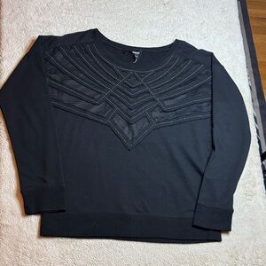 NWOT Buffalo David Bitton Black Sweatshirt Metal Studs Mesh Design sz L